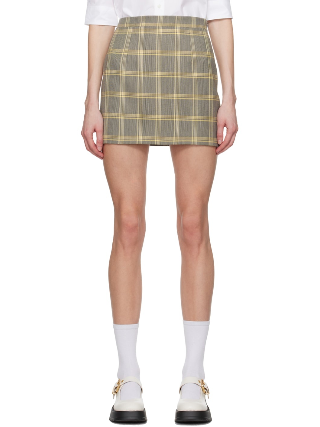 Yellow Check Miniskirt - 1