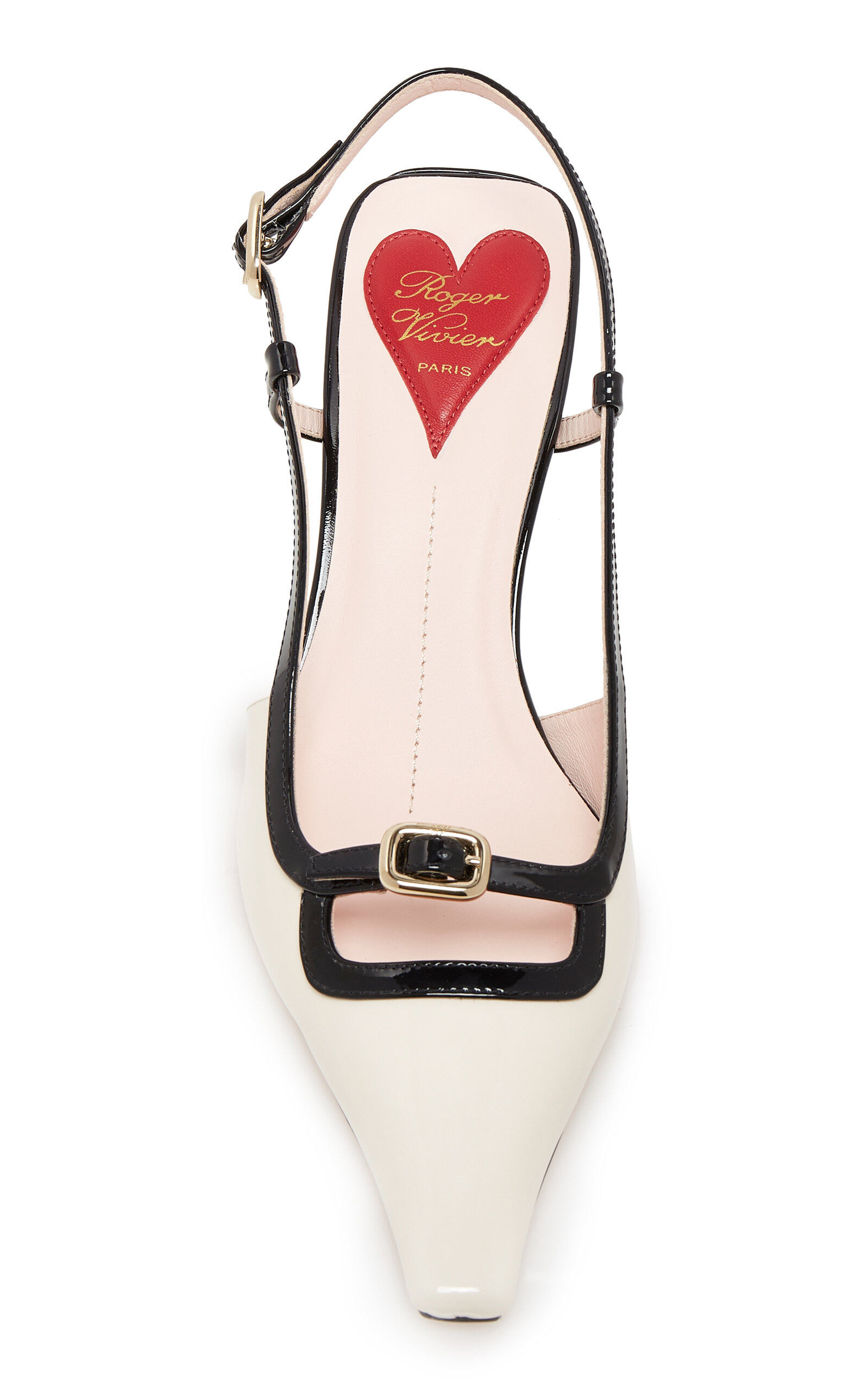 Mini-Buckle Patent Leather Slingback Pumps white - 3