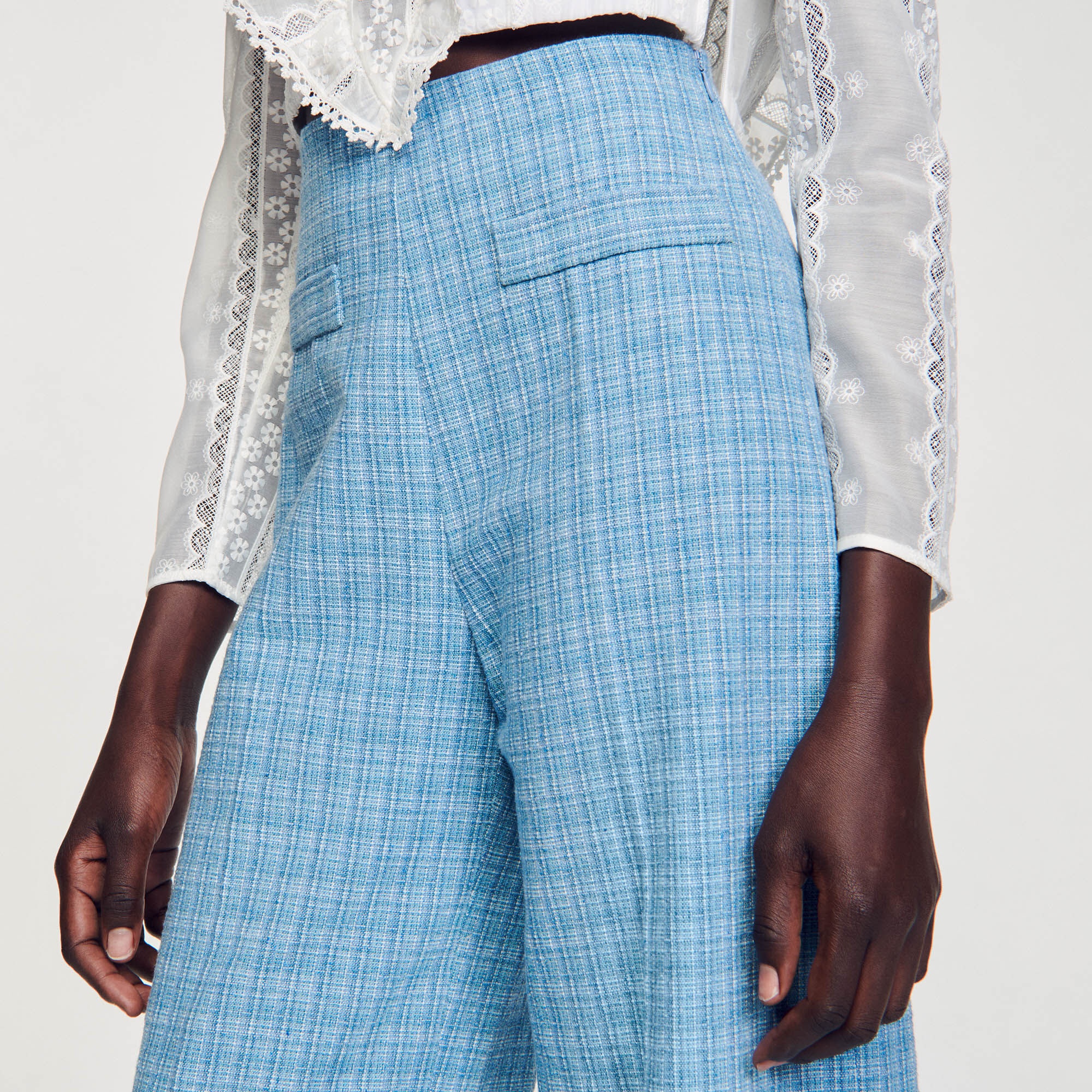 WIDE-LEG TWEED TROUSERS - 4
