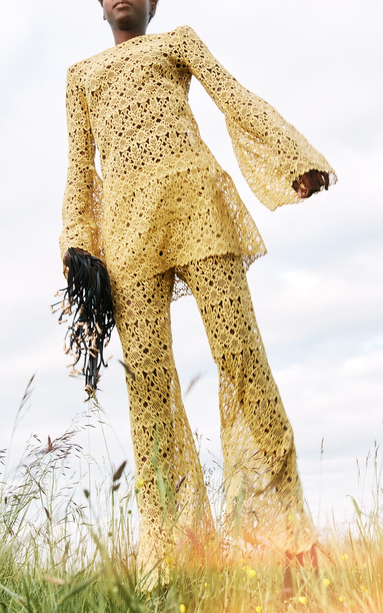 Phoenix Lace Silk-Cotton Flared Pants neutral - 2