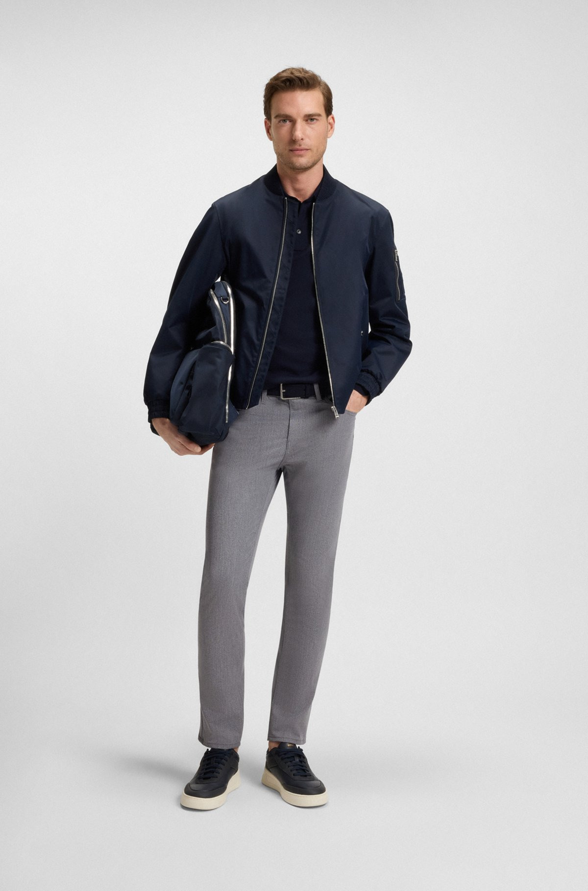 DELAWARE SLIM-FIT TROUSERS IN WRINKLE-RESISTANT DOBBY - 3