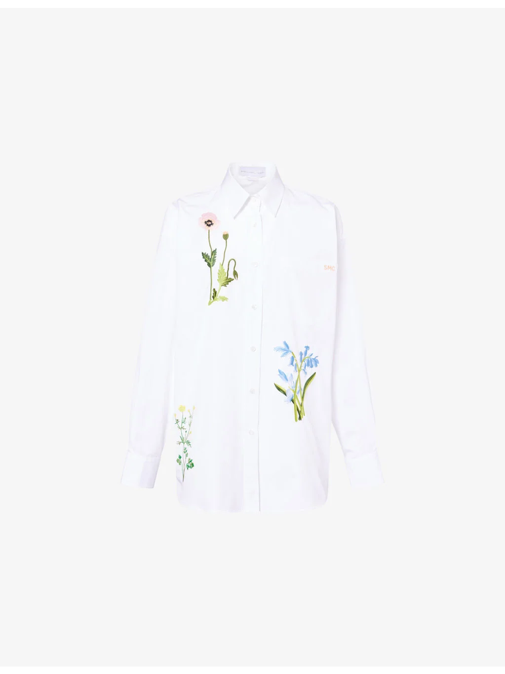 Floral-Embroidered Relaxed-Fit Cotton Shirt - 1