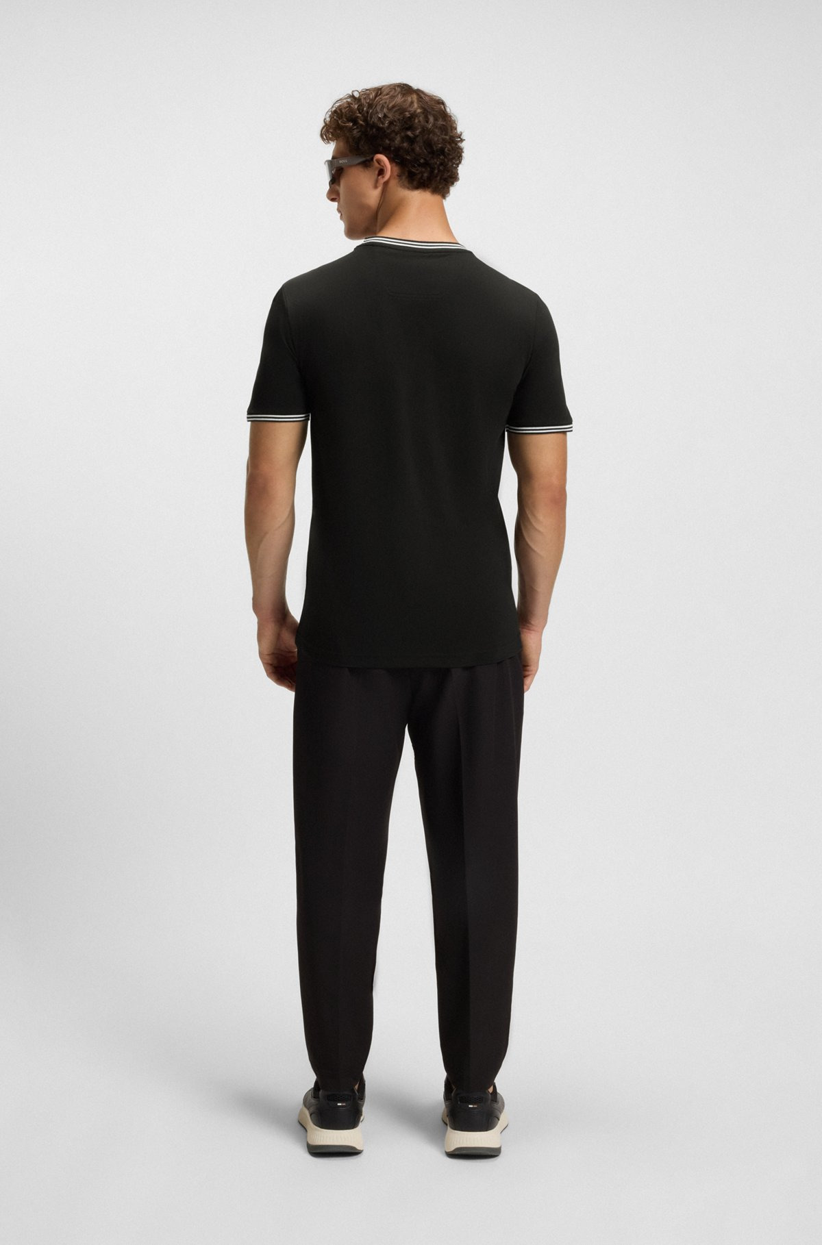 STRETCH-COTTON T-SHIRT WITH STRIPES AND LOGO - 5