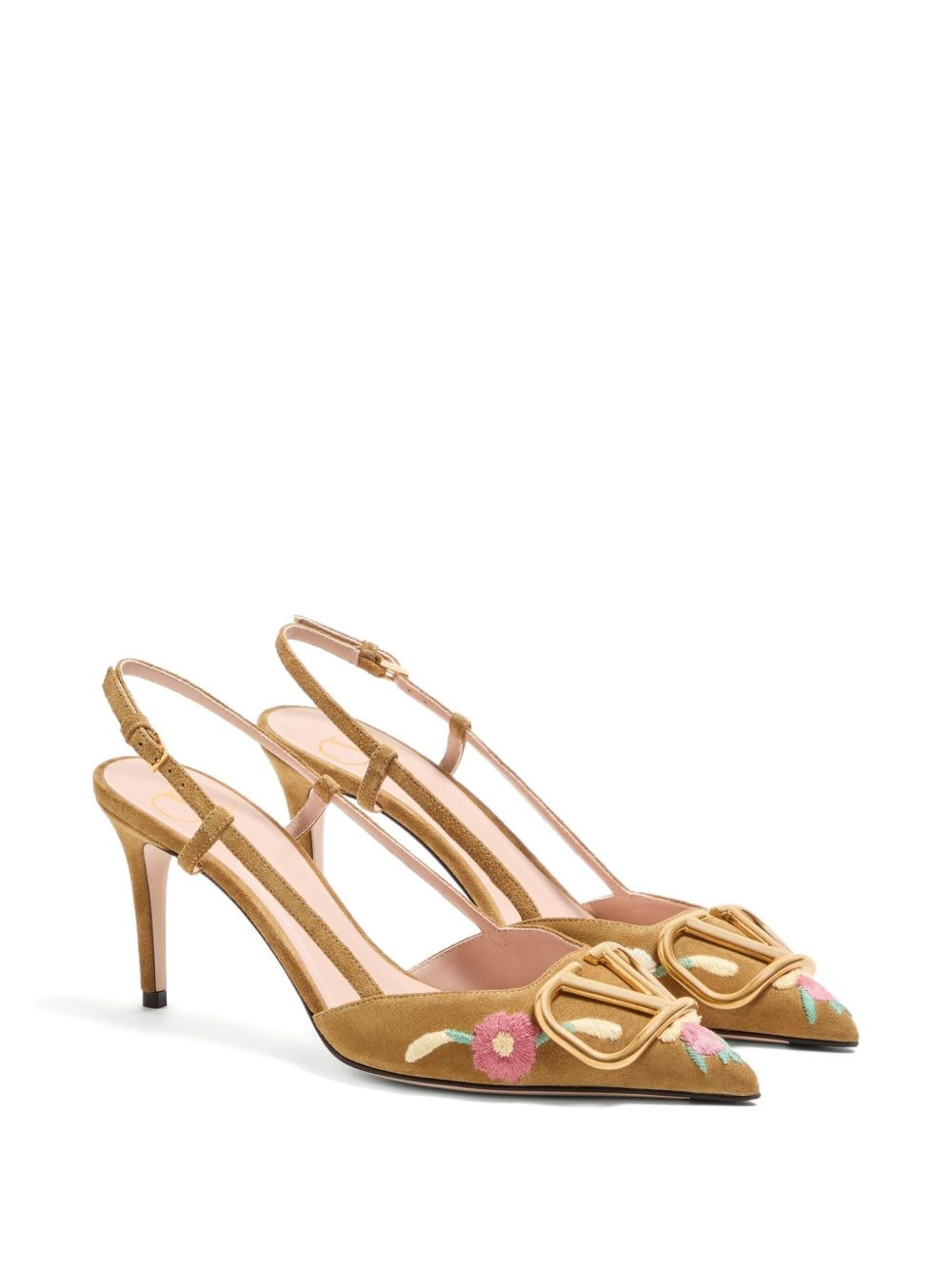 80mm floral-embroidered slingback pumps - 2