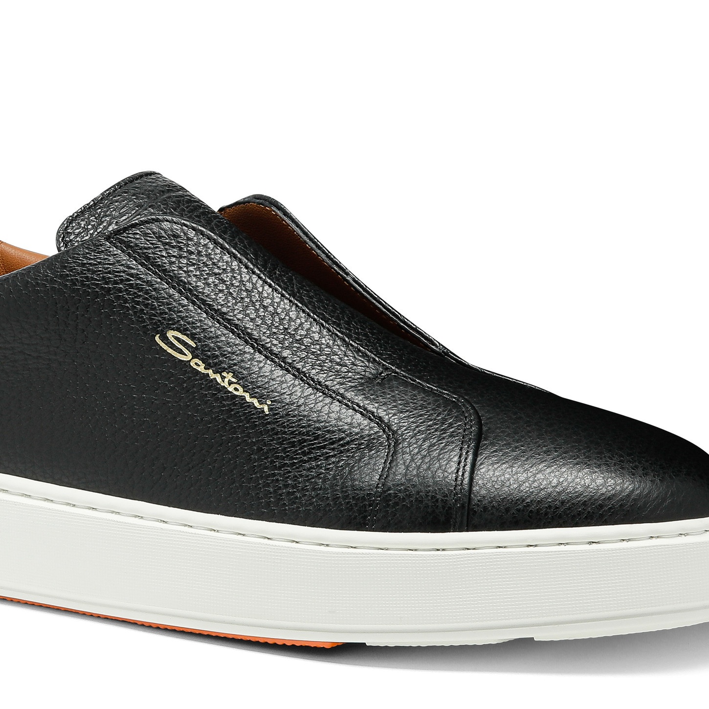 Men's black tumbled leather slip-on sneaker - 5