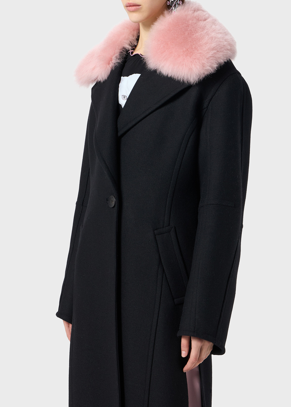 LONG COAT WITH FAUX FUR COLLAR - 5