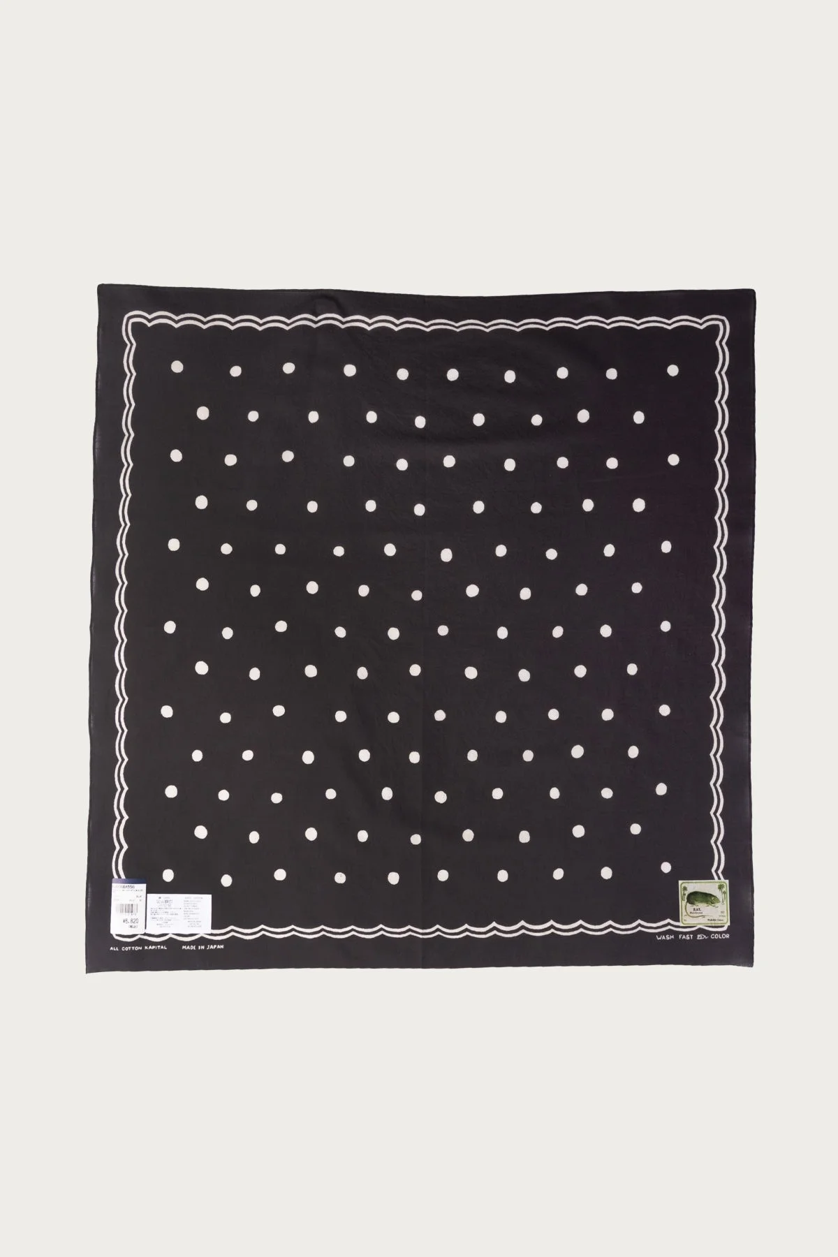 Fastcolor Selvedge Bandanna (POLKA DOTS) 30x30 - Black - 1