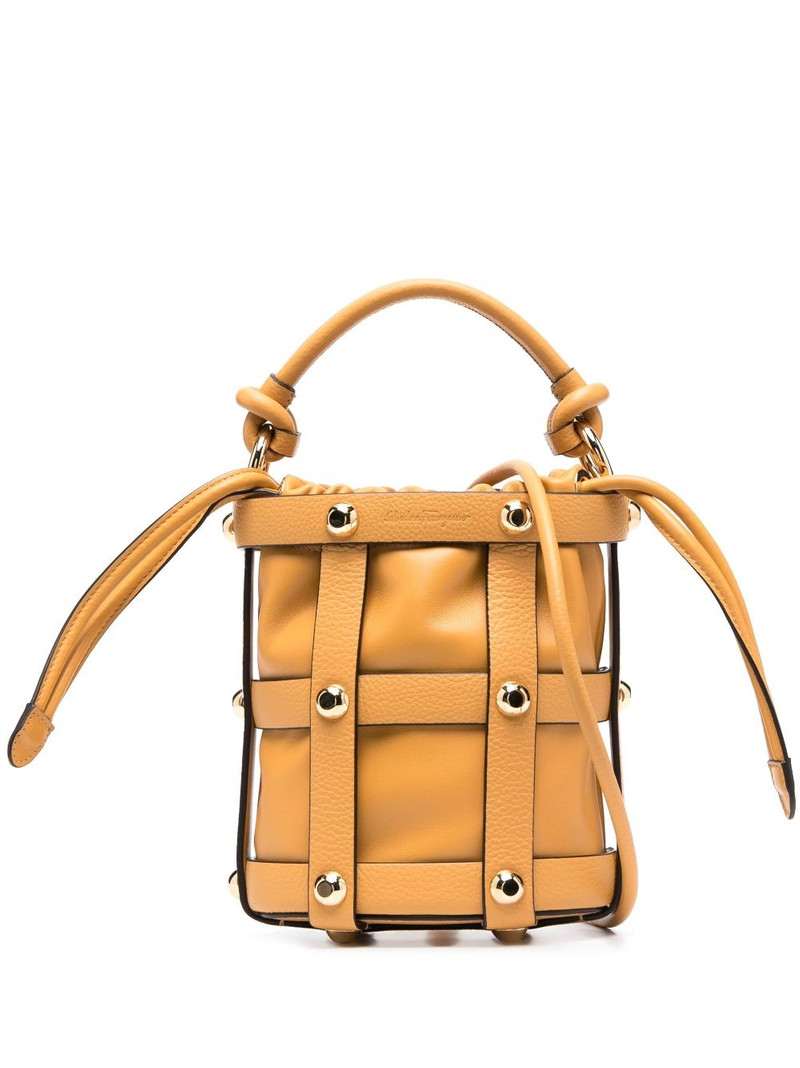 Cage calf-leather bucket bag 1