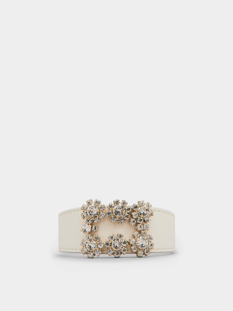 Flower Strass Buckle Bracelet in Leather 1