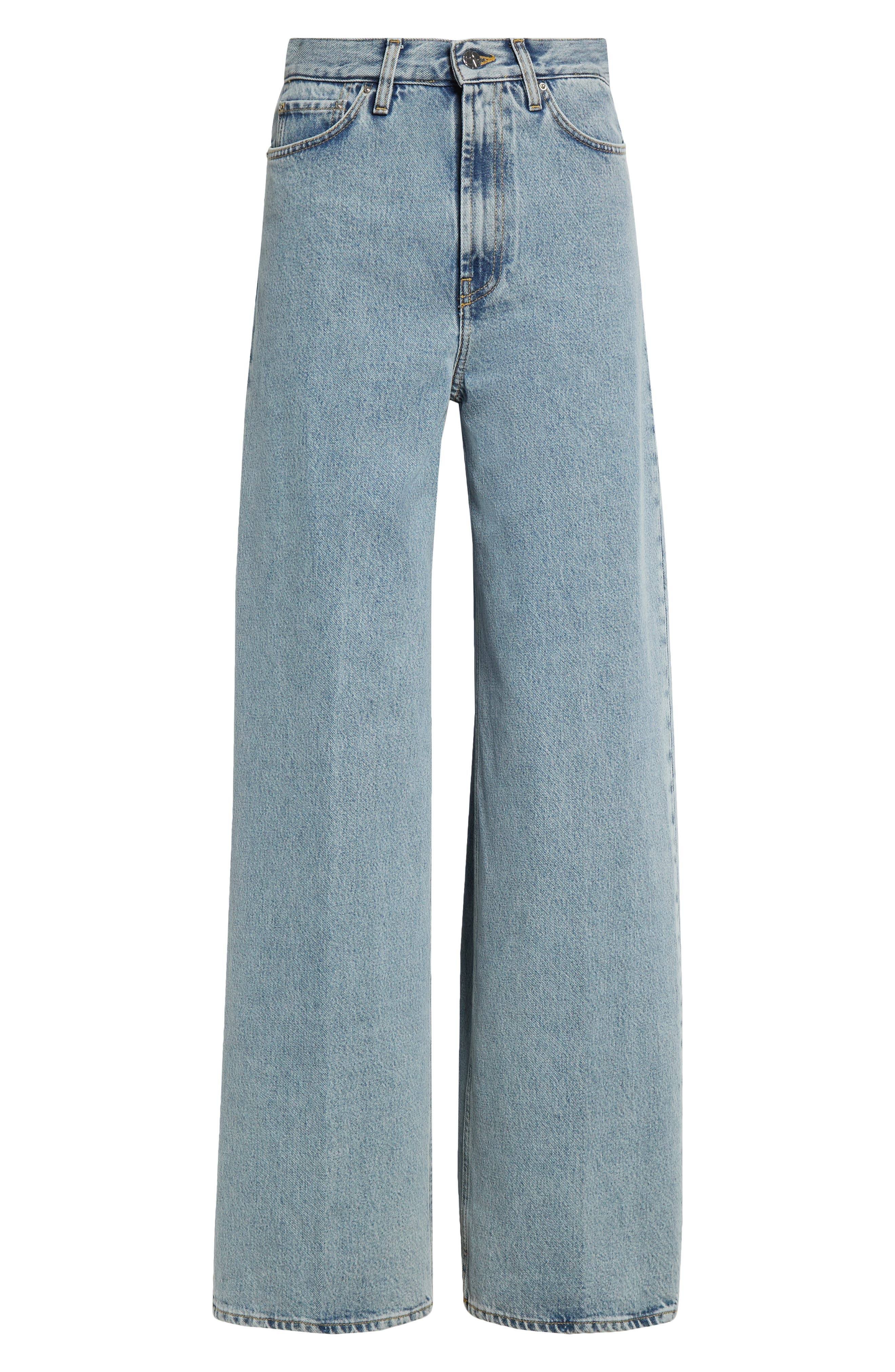TOTEME Wide Leg Organic Cotton Jeans in Cool Blue at Nordstrom - 6
