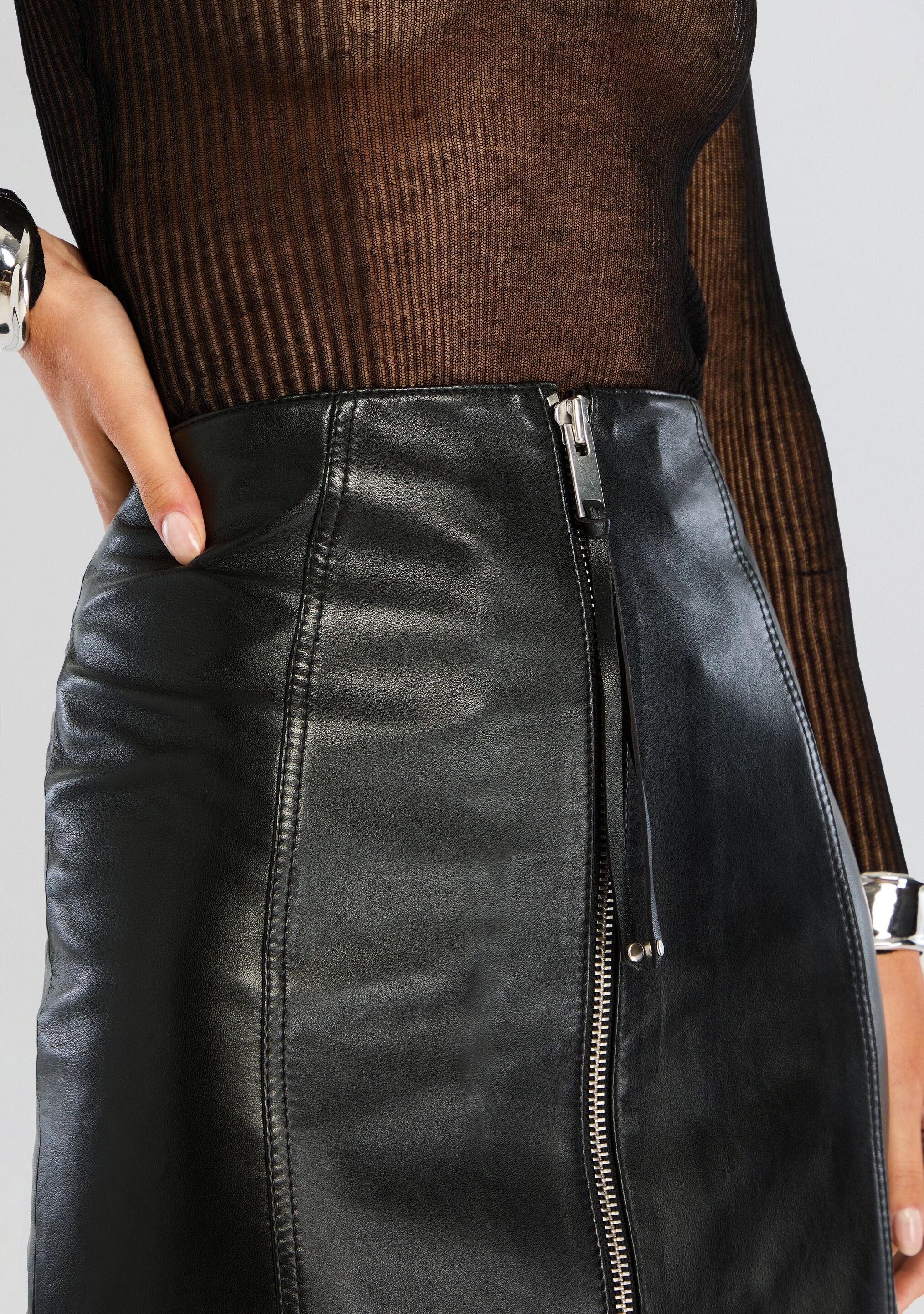 ADRIENNE LEATHER SKIRT - 2