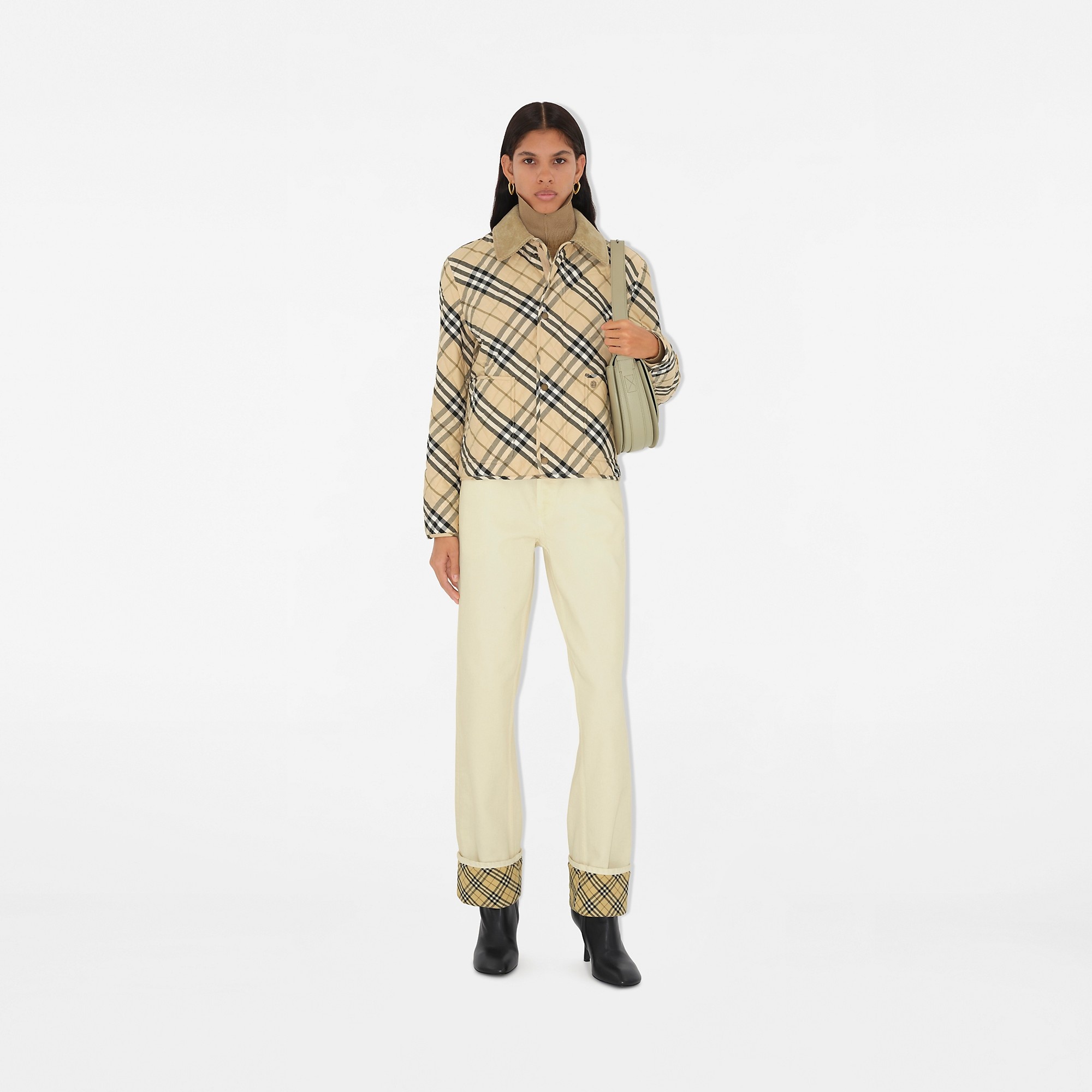 Cropped Check Quilted Barn Jacket - 2