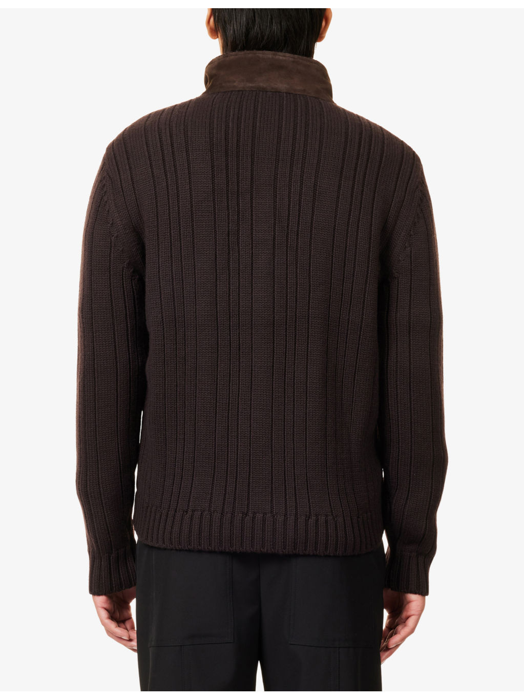 Blouson Knitted Suede and Wool-Blend Jacket - 4