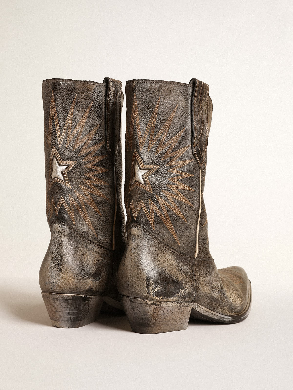 Women’s low Wish Star boots in black leather with silver star - 4