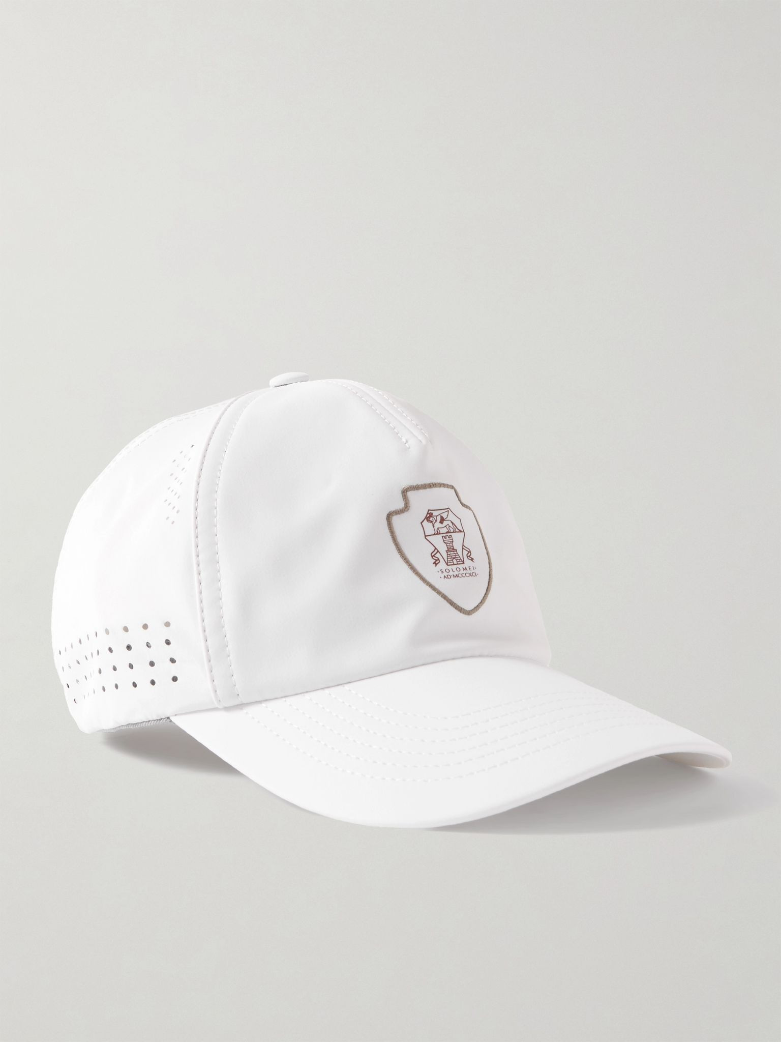 Logo-Print Embroidered Shell Baseball Cap White - 1