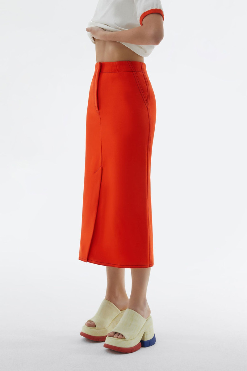 SUNNEI FLUO ORANGE MIDI SKIRT outlook