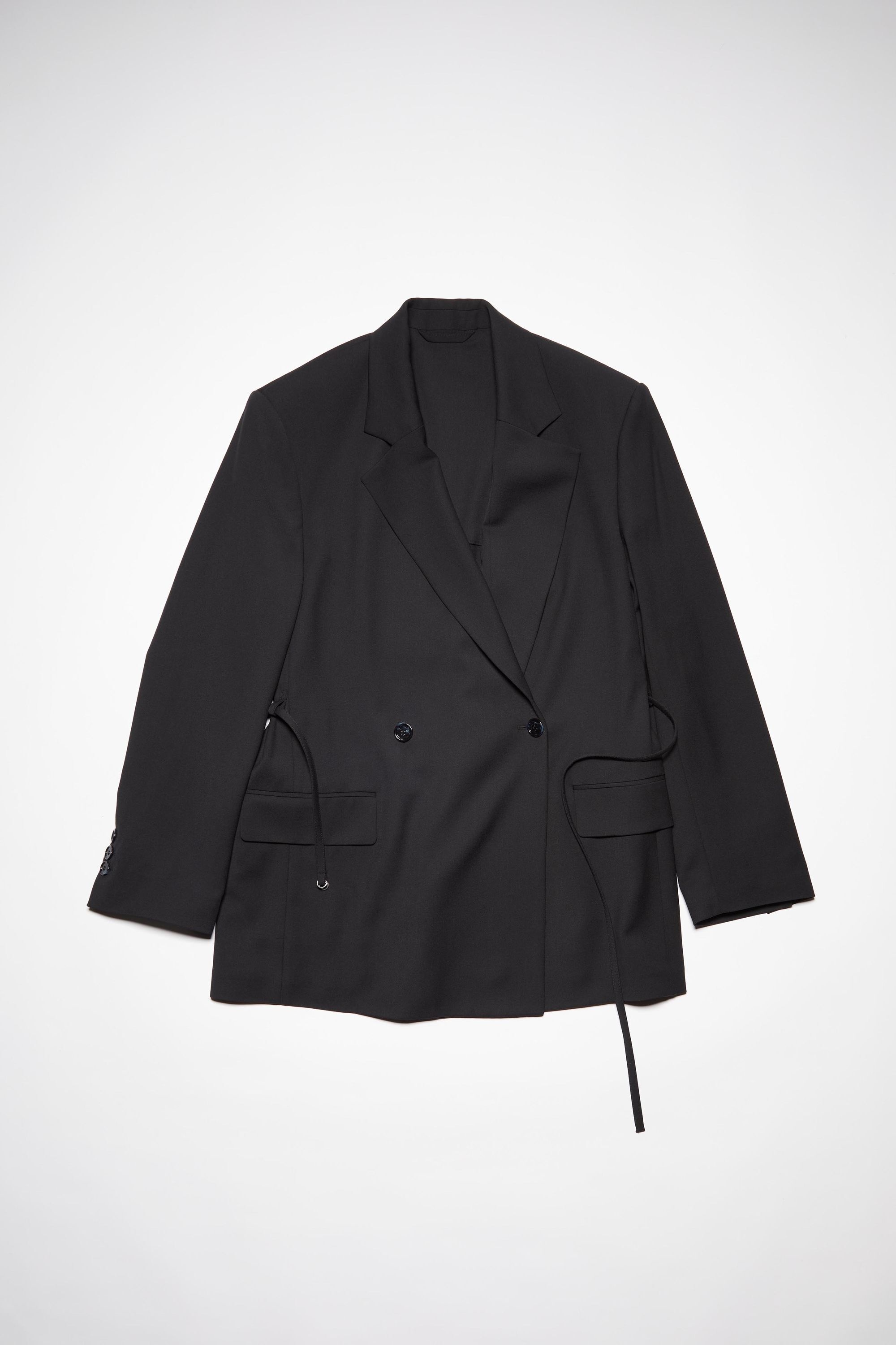 Double breasted belt suit jacket - Black - 7
