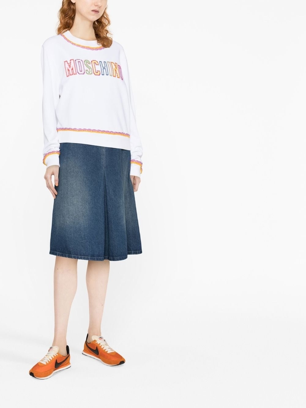 macramé-trim cotton sweatshirt - 2