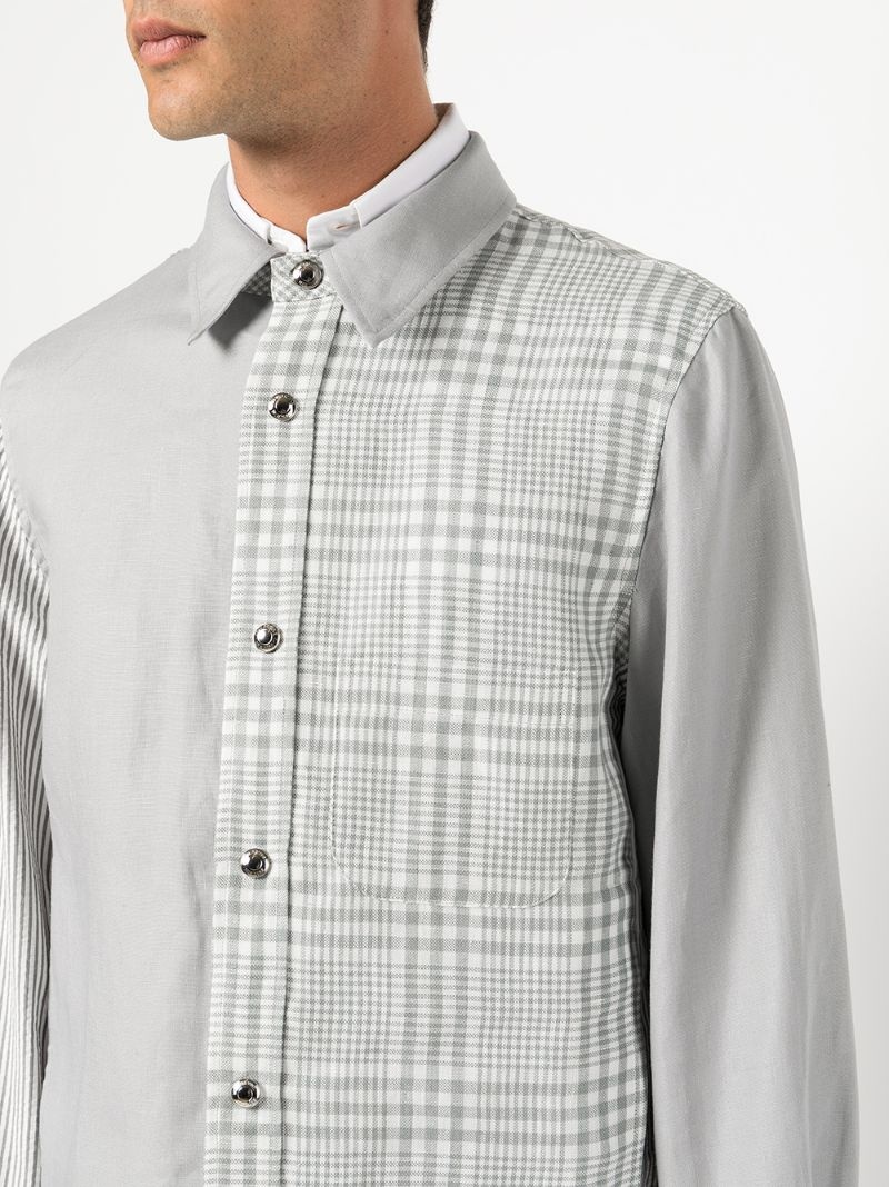 panelled linen shirt - 5