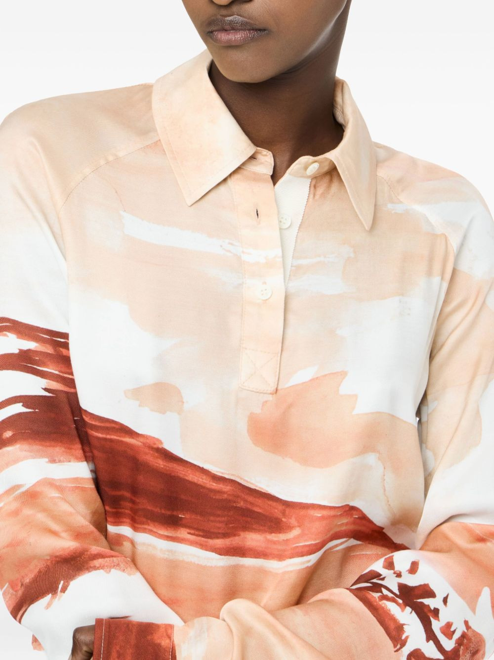 painterly-print shirt - 5