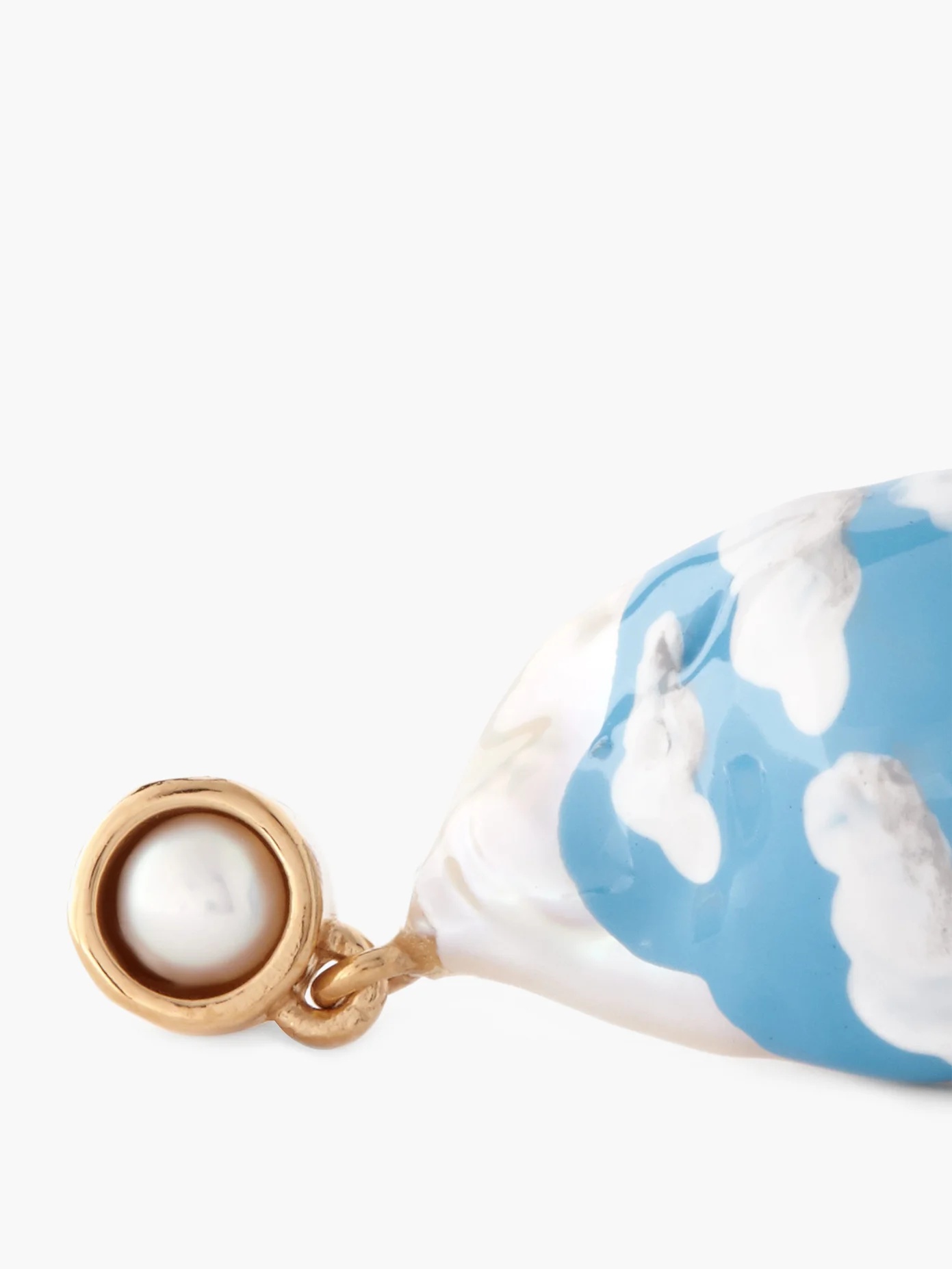 Cloud pearl & 18kt gold-plated single earring - 2