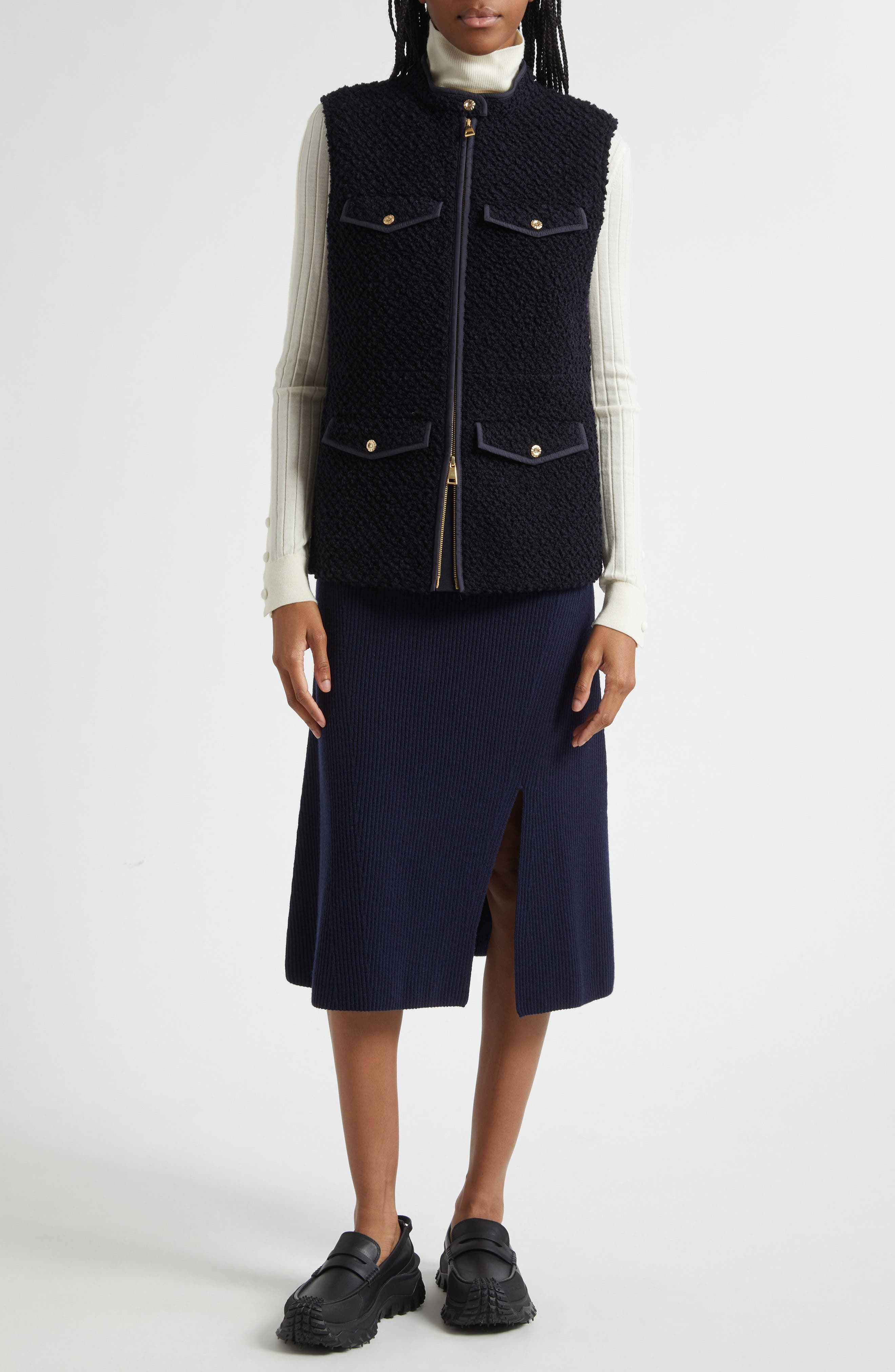 Moncler Fallavier Virgin Wool Down Vest in Dark Navy Blue at Nordstrom - 7