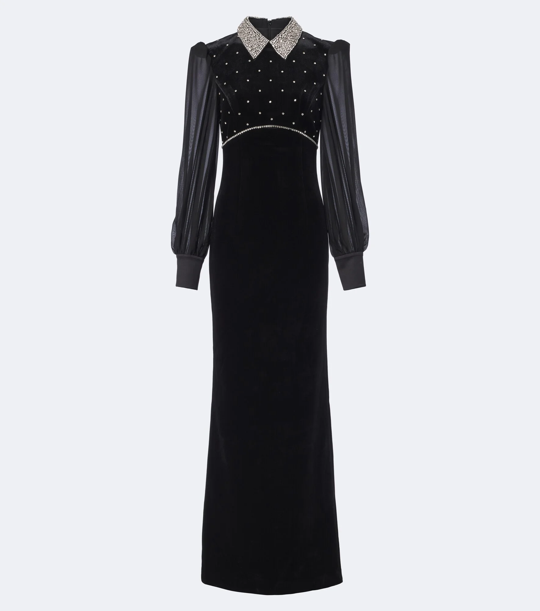 Ingred crystal-embellished velvet gown - 1