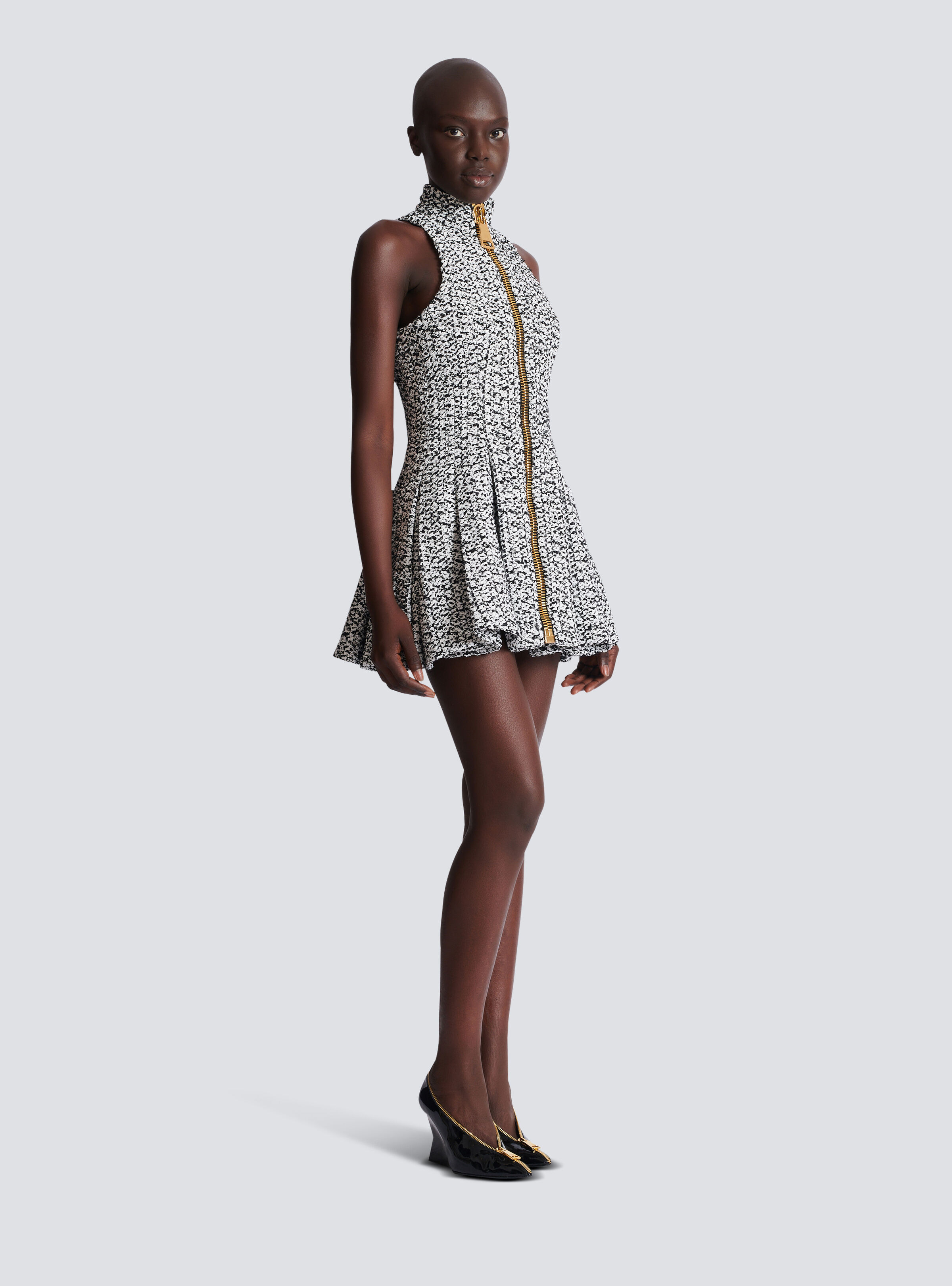 Sleeveless flared tweed dress - 3