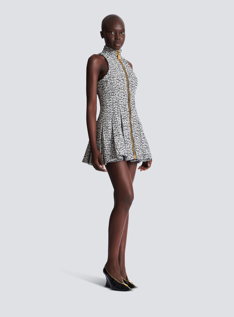 Sleeveless flared tweed dress 3