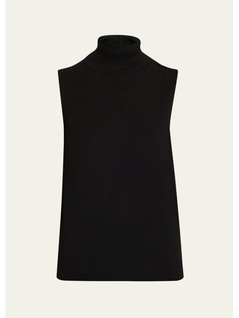 Sleeveless Matte Crepe Turtleneck Pullover 1