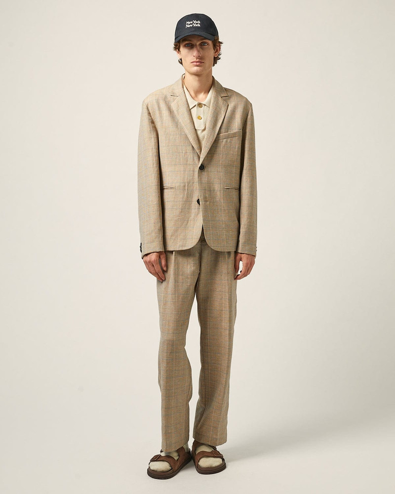 PLAID LINEN PLEATED TROUSER 5