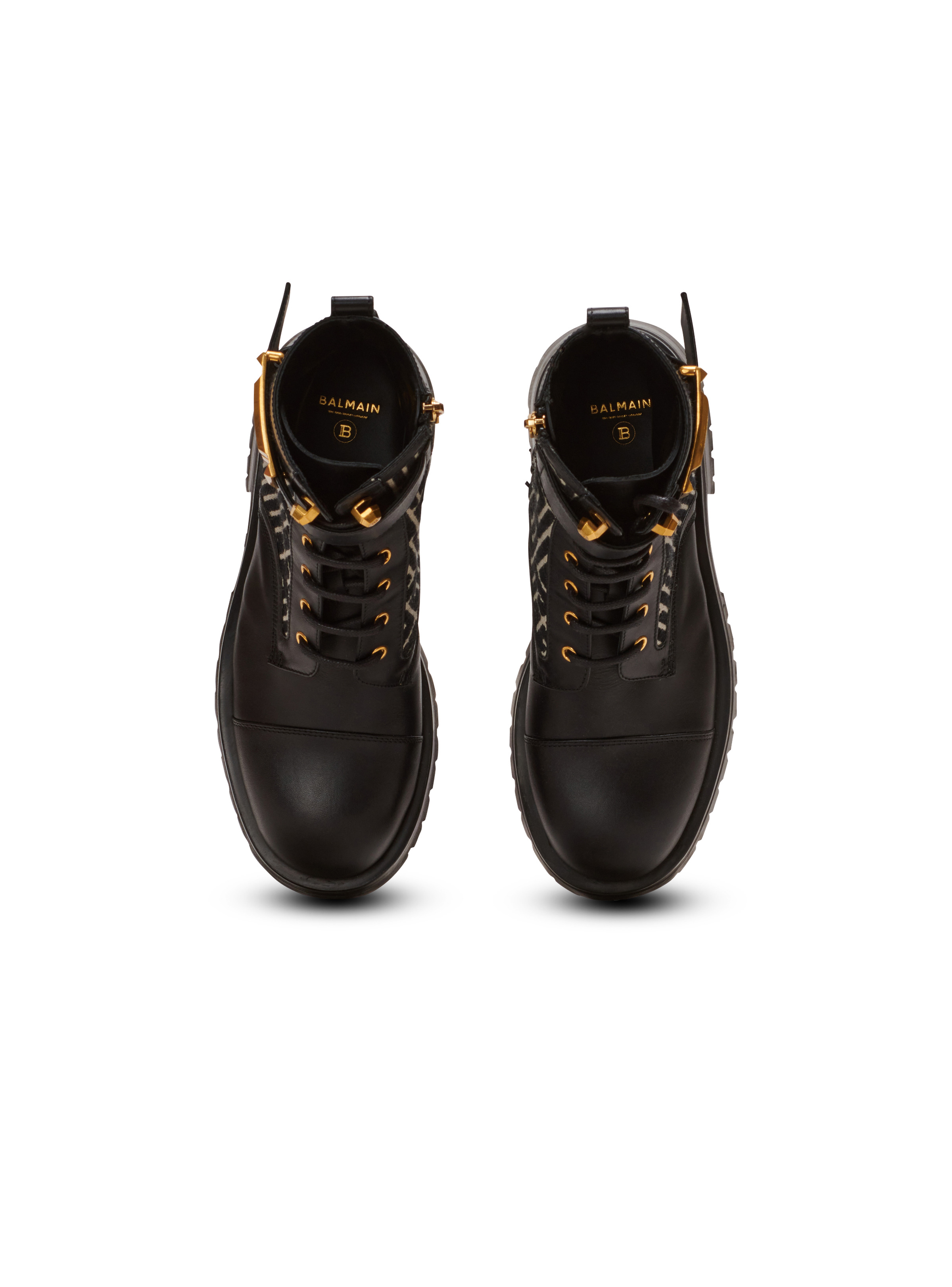 Charlie monogram jacquard and leather ranger boots - 3