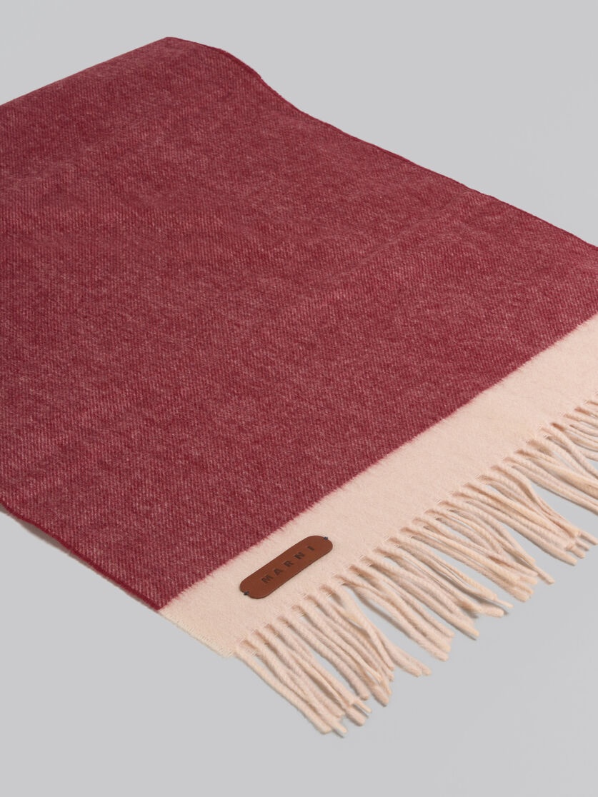 BURGUNDY VIRGIN WOOL AND CASHMERE SCARF WITH LEATHER PATCH 4