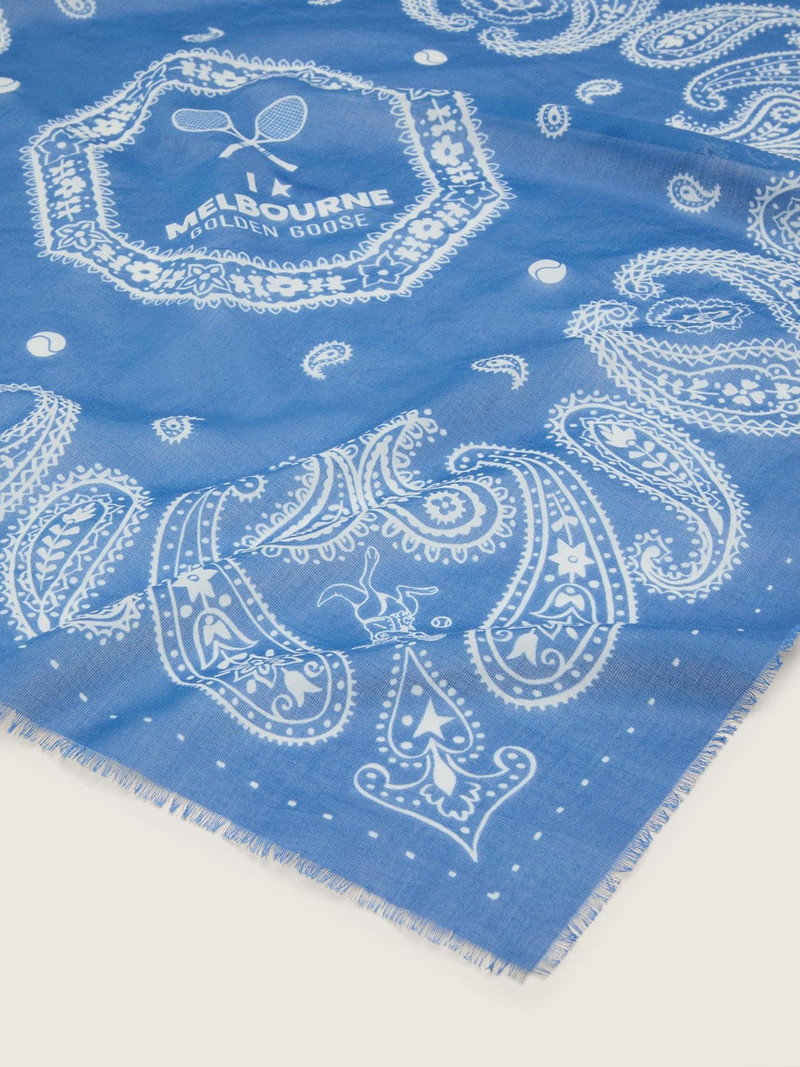 Golden Goose Tennis-inspired LTD paisley scarf with ‘I love Melbourne’ print outlook