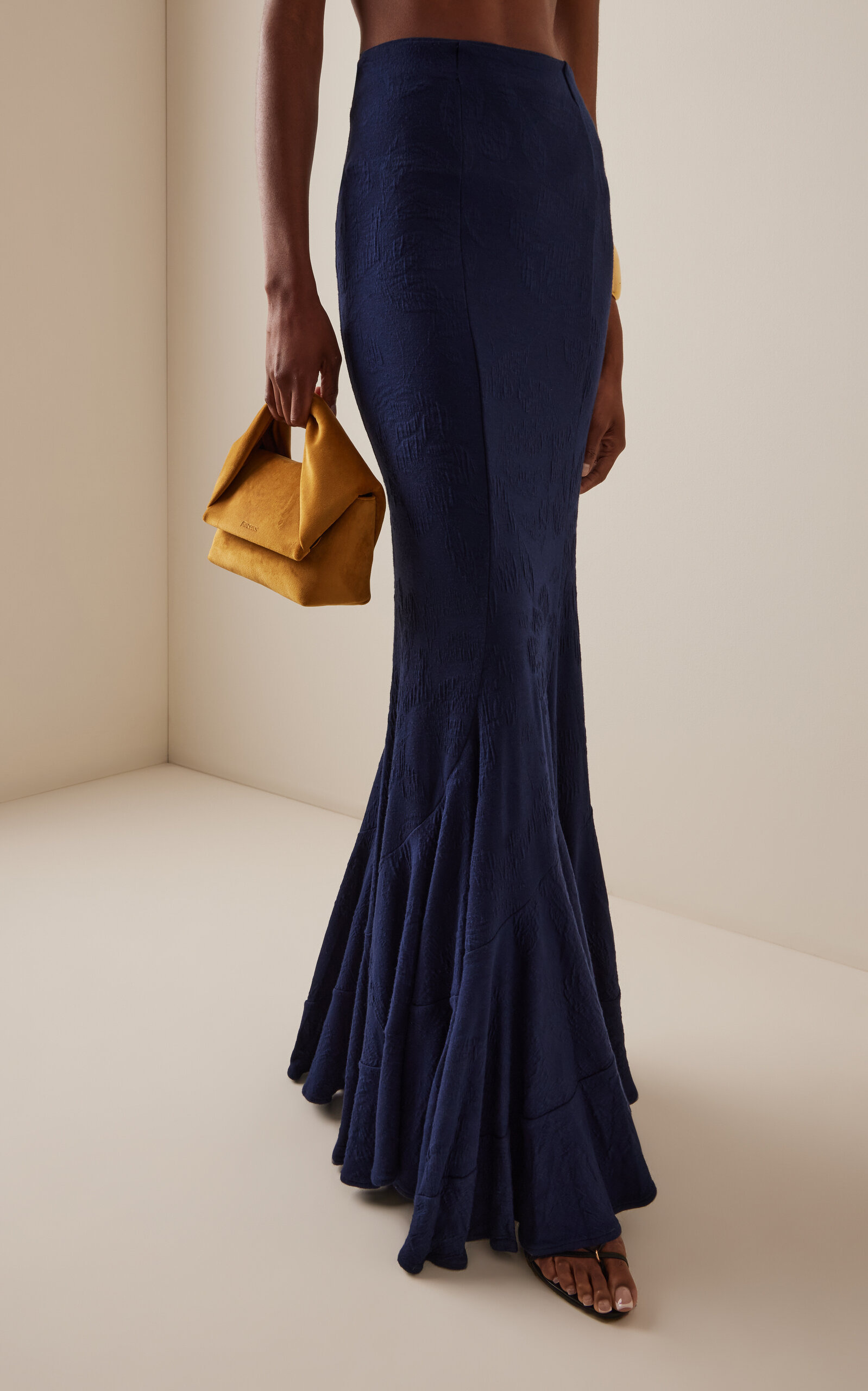 Florina Flared Knit Maxi Skirt navy - 3