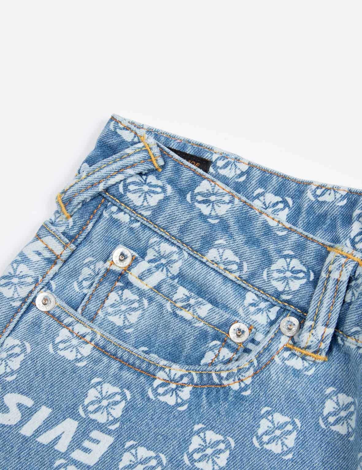 ALLOVER AND GRADIENT SEAGULL AND LOGO WIDE-LEG FIT JEANS - 6