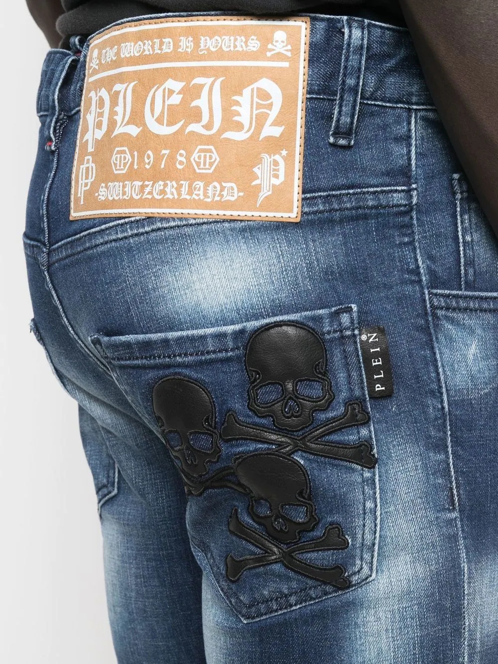 skull patch skinny jeans - 5