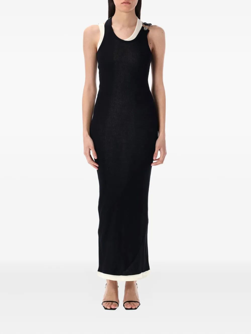 Jean Paul Gaultier Women Cotton Ribbed Twisted Double Layer Sleeveless Dress - 4