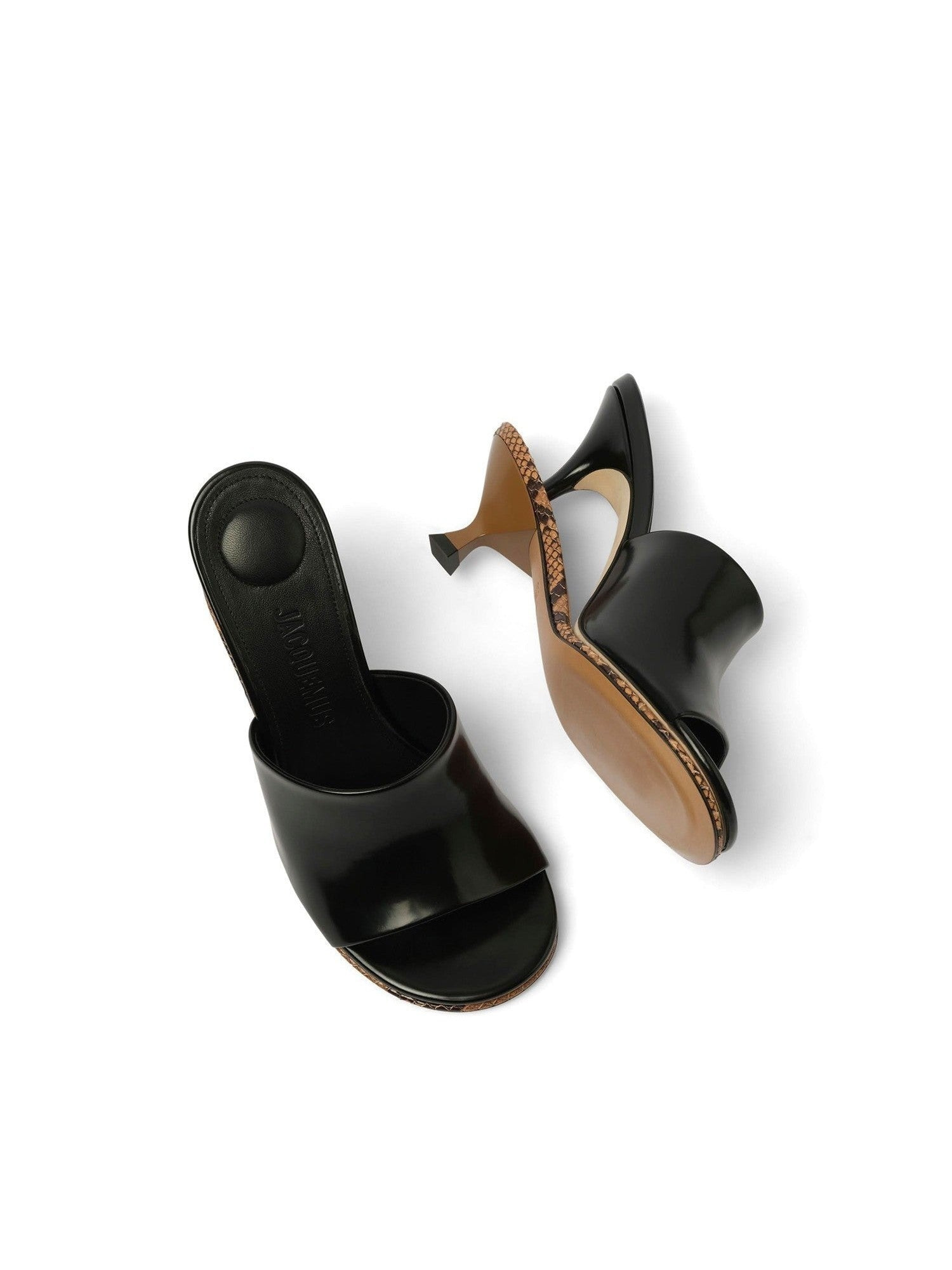Les Doubles Mules in Black/Light Brown - 4