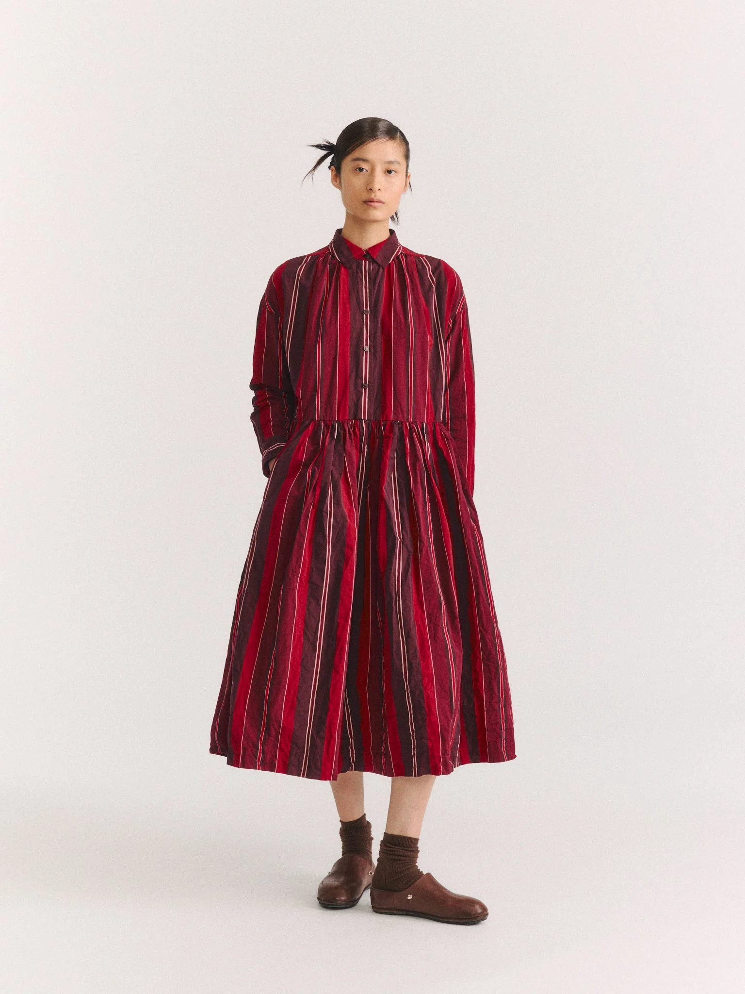 YUKARI DRESS - PAPER COT STRIPE - REDS STRIPES - 1