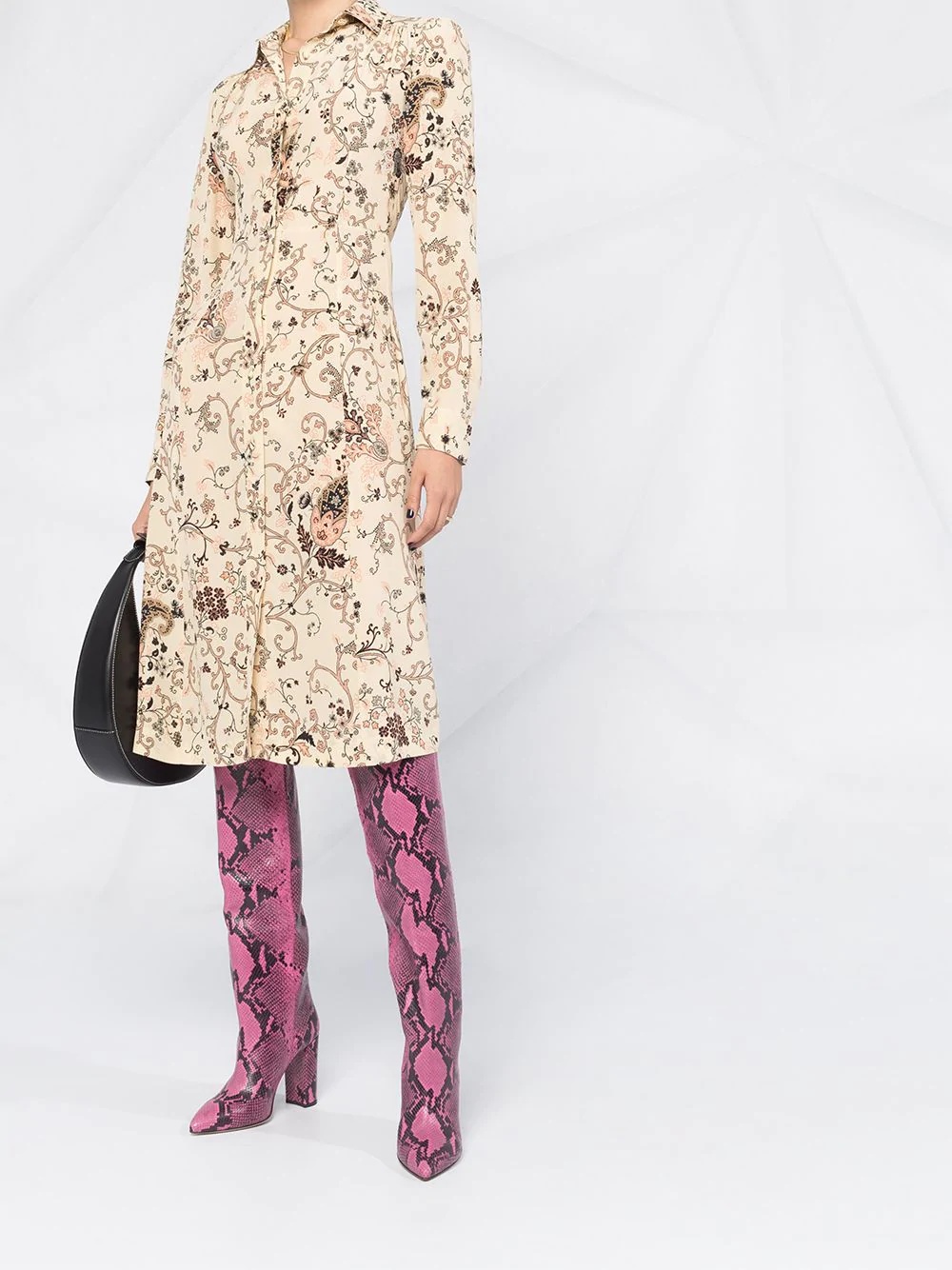 paisley-print silk shirt dress - 2