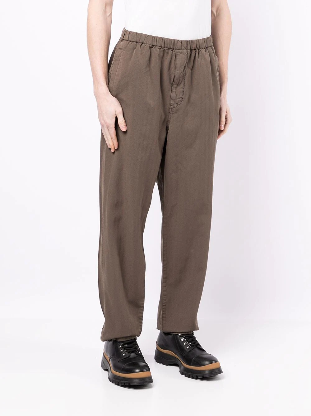 elasticated-waist straight-leg trousers - 3