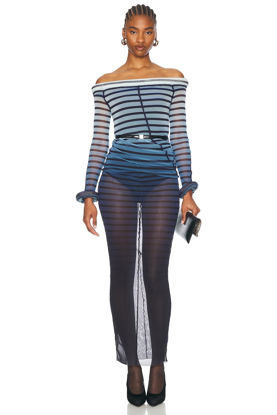 3d Collar And Cuff Long Dress - 1