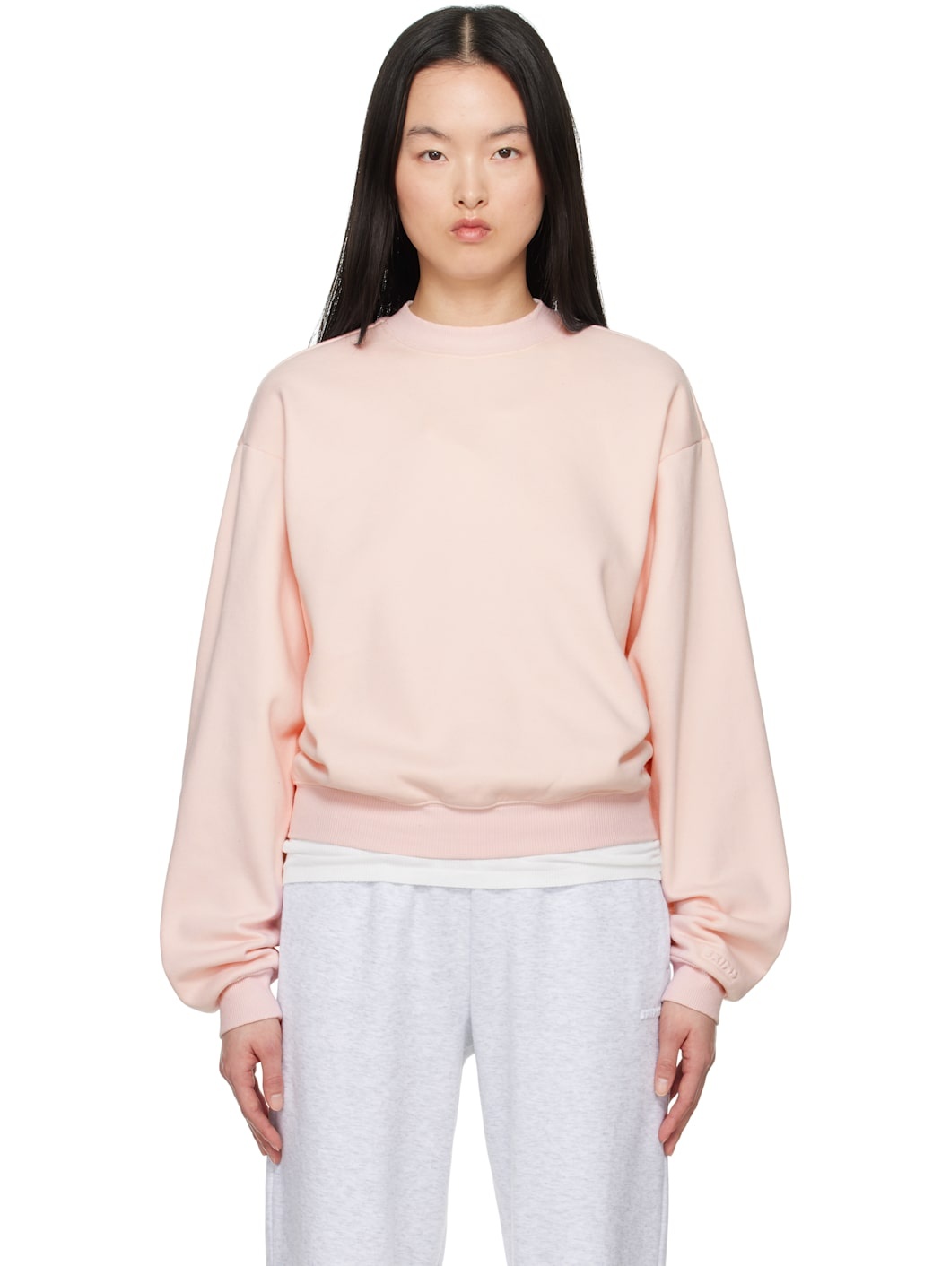 Pink Cotton Fleece Classic Crewneck Sweatshirt - 1
