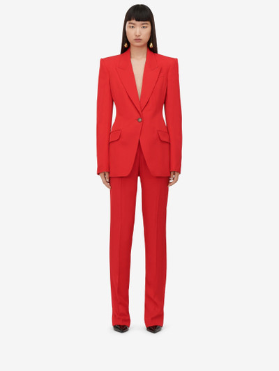 Alexander McQueen Women's High-waisted Cigarette Trousers in Lust Red outlook