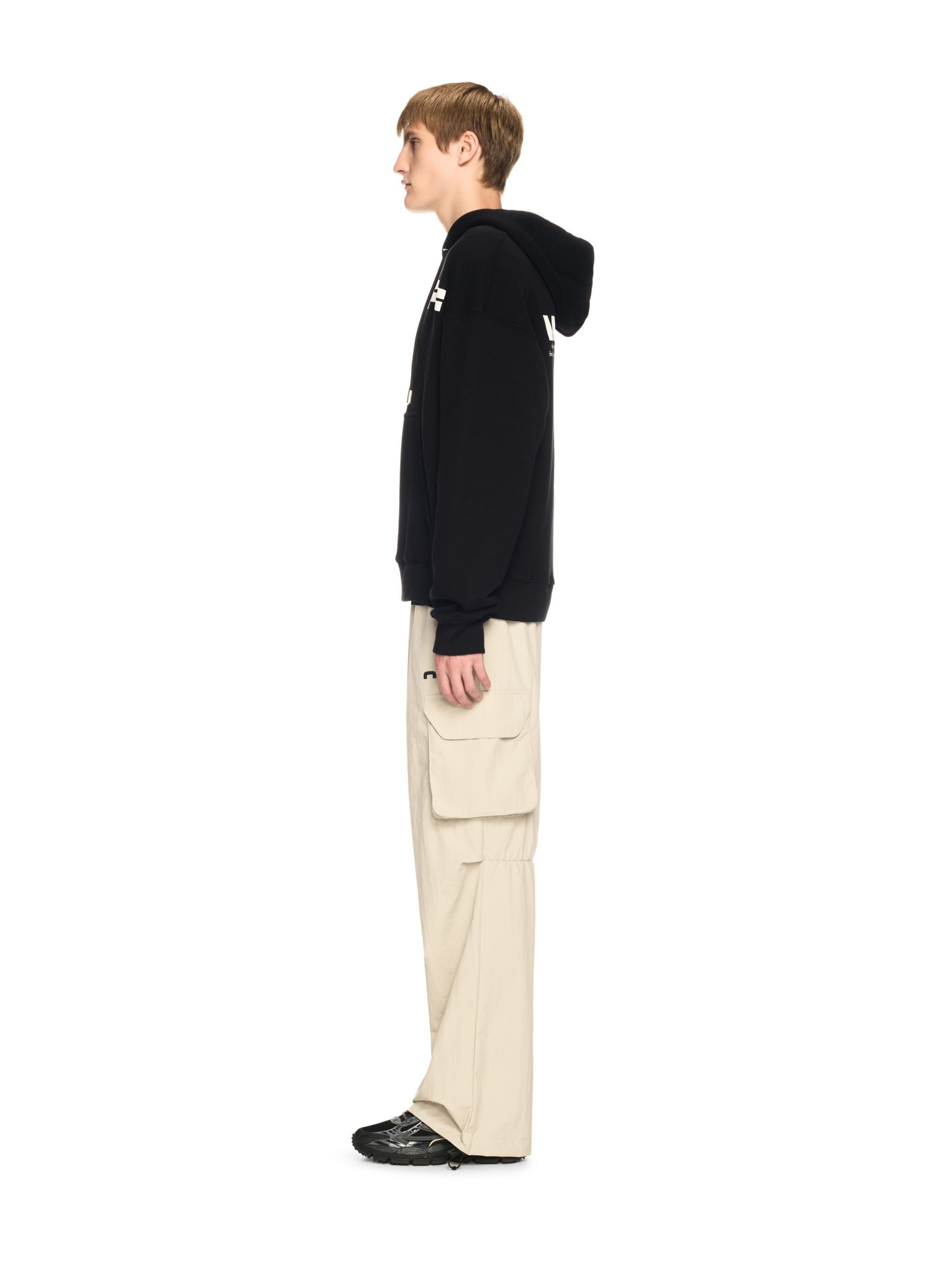 Black Off Split Hoodie - 3