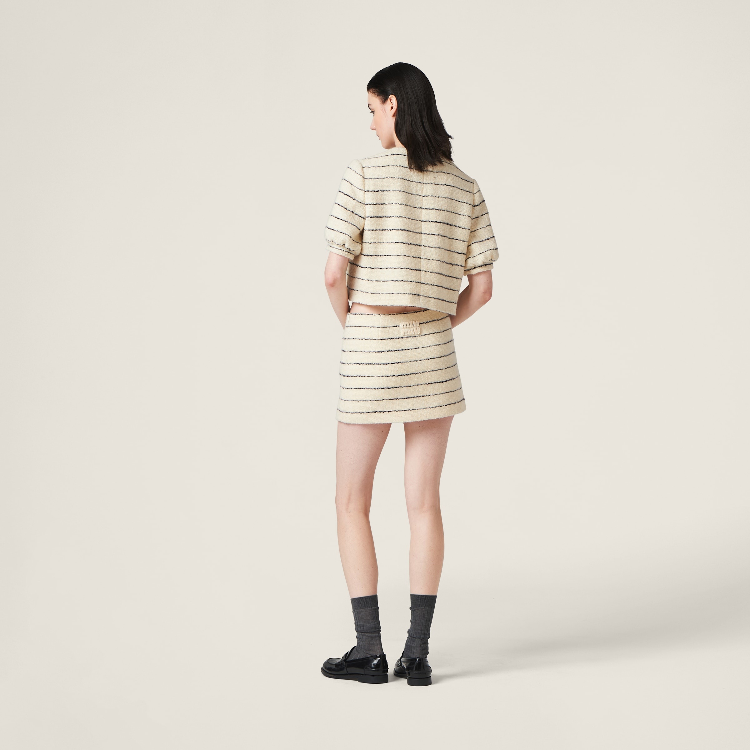 ミニスカート MiuMiu | Striped boucle miniskirt MG2152_14HO_F0C56_S_OOO Miu Miu Striped bouclé miniskirt | miumiu | REVERSIBLE