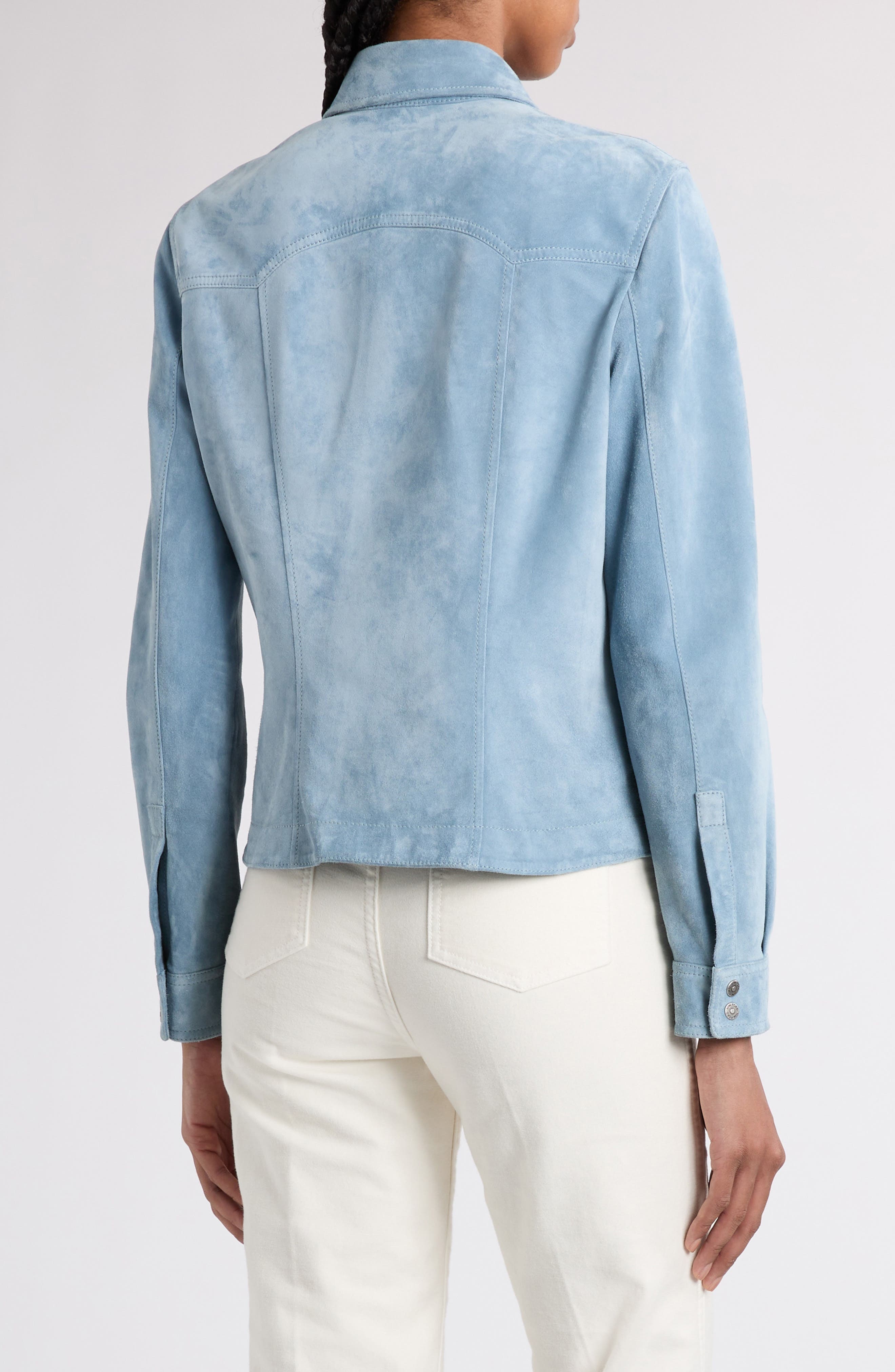 TOM FORD Suede Western Shirt in Hb297 Azure at Nordstrom - 3