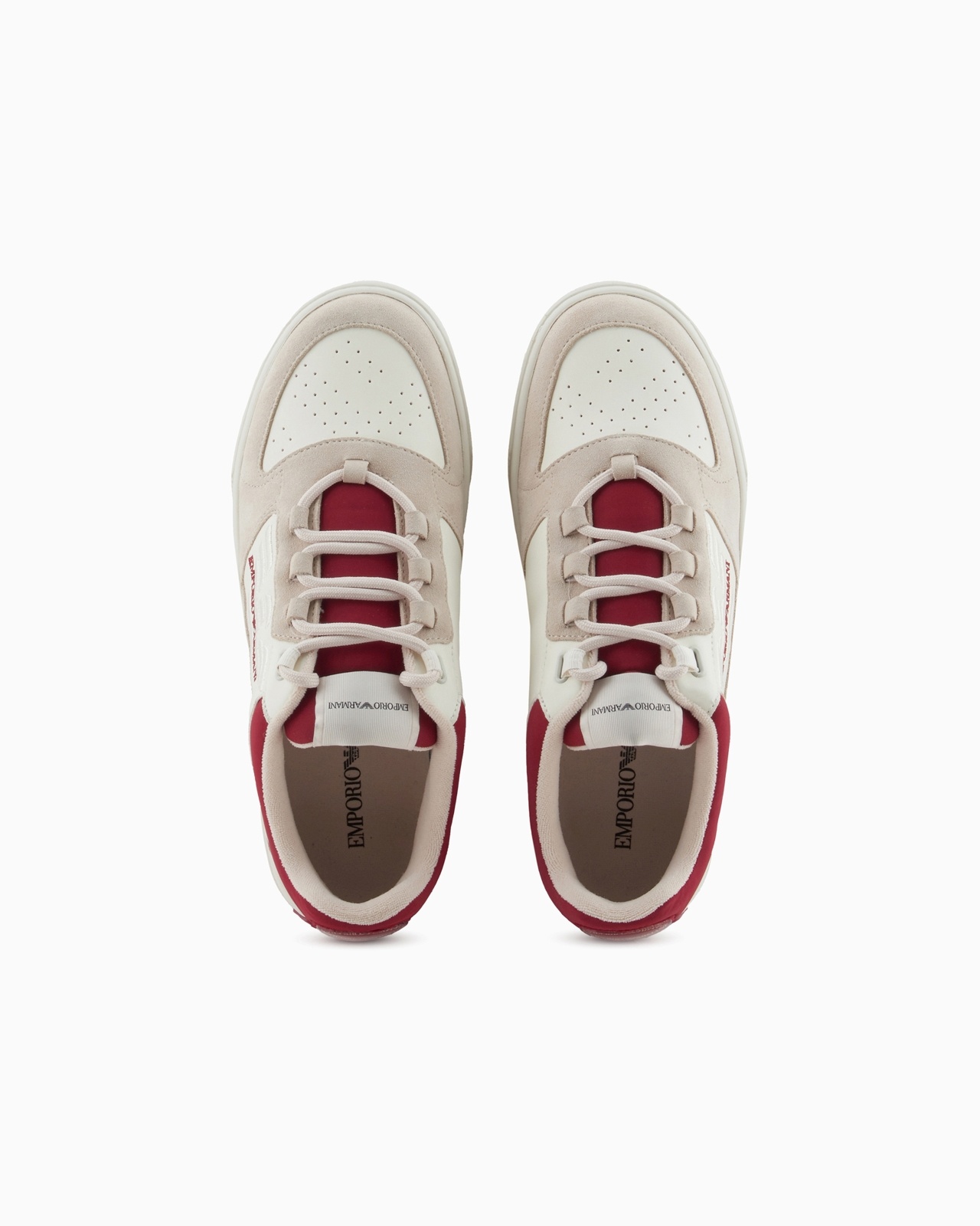 LEATHER SNEAKERS WITH SUEDE DETAILS AND OVERSIZED EMBOSSED EAGLE - 3