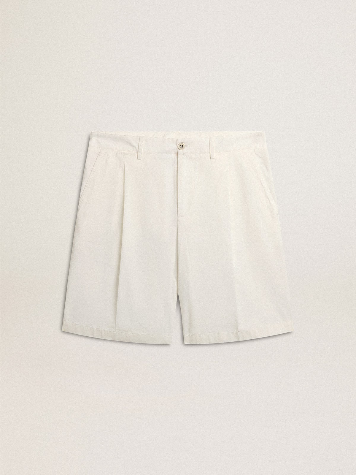 Bermuda shorts in white cotton poplin - 1